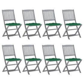 8 Stück klappbare Gartenstühle und Kissen aus massivem Akazienholz von vidaXL, Gartenstühle - Ref: Foro24-3078310, Preis: 393...