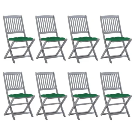 8 pcs folding garden chairs and solid acacia wood cushions by vidaXL, Garden chairs - Ref: Foro24-3078310, Price: 393,60 €, D...
