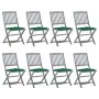 8 pcs folding garden chairs and solid acacia wood cushions by vidaXL, Garden chairs - Ref: Foro24-3078310, Price: 393,60 €, D...