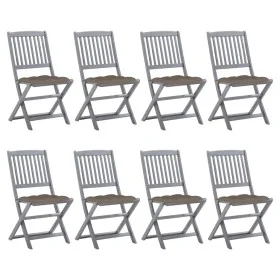 Klappbare Gartenstühle 8-teilig und Kissen aus massivem Akazienholz von vidaXL, Gartenstühle - Ref: Foro24-3078313, Preis: 40...