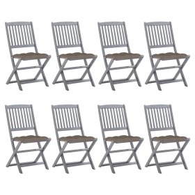 Klappbare Gartenstühle 8-teilig und Kissen aus massivem Akazienholz von vidaXL, Gartenstühle - Ref: Foro24-3078313, Preis: 40...