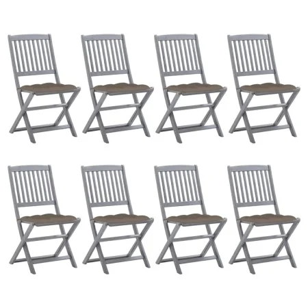 Klappbare Gartenstühle 8-teilig und Kissen aus massivem Akazienholz von vidaXL, Gartenstühle - Ref: Foro24-3078313, Preis: 40...