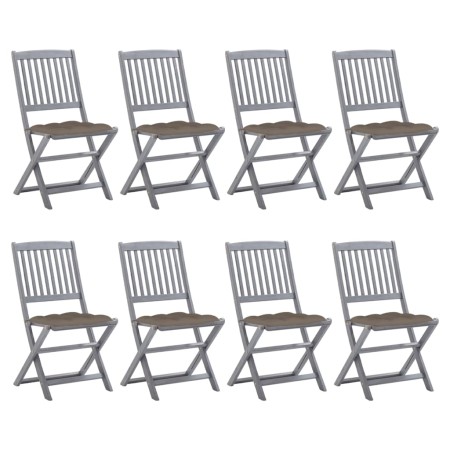 Klappbare Gartenstühle 8-teilig und Kissen aus massivem Akazienholz von vidaXL, Gartenstühle - Ref: Foro24-3078313, Preis: 40...