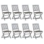 Folding garden chairs 8 units and solid acacia wood cushions by vidaXL, Garden chairs - Ref: Foro24-3078313, Price: 402,58 €,...