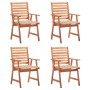 Sillas comedor de jardín y cojines 4 uds madera maciza acacia