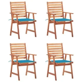 Sillas comedor de jardín y cojines 4 uds madera maciza acacia de vidaXL, Sillas de jardín - Ref: Foro24-3078324, Precio: 299,...
