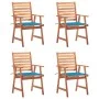 Garden dining chairs and cushions 4 pcs solid acacia wood by vidaXL, Garden chairs - Ref: Foro24-3078324, Price: 299,25 €, Di...