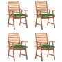 Sillas comedor de jardín y cojines 4 uds madera maciza acacia de vidaXL, Sillas de jardín - Ref: Foro24-3078325, Precio: 299,...
