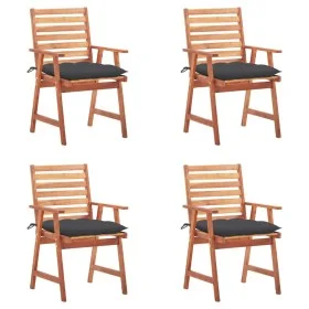 Garden dining chairs and cushions 4 pcs solid acacia wood by vidaXL, Garden chairs - Ref: Foro24-3078335, Price: 306,48 €, Di...