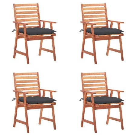 Garden dining chairs and cushions 4 pcs solid acacia wood by vidaXL, Garden chairs - Ref: Foro24-3078335, Price: 312,91 €, Di...