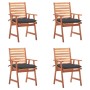 Garden dining chairs and cushions 4 pcs solid acacia wood by vidaXL, Garden chairs - Ref: Foro24-3078335, Price: 312,91 €, Di...