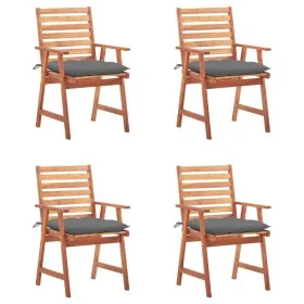 Sillas comedor de jardín y cojines 4 uds madera maciza acacia de vidaXL, Sillas de jardín - Ref: Foro24-3078336, Precio: 309,...