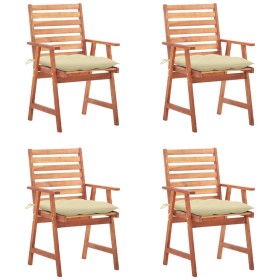 Garden dining chairs and cushions 4 pcs solid acacia wood by vidaXL, Garden chairs - Ref: Foro24-3078337, Price: 314,41 €, Di...