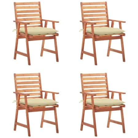 Garden dining chairs and cushions 4 pcs solid acacia wood by vidaXL, Garden chairs - Ref: Foro24-3078337, Price: 311,47 €, Di...