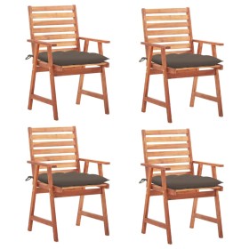 Garden dining chairs and cushions 4 pcs solid acacia wood by vidaXL, Garden chairs - Ref: Foro24-3078343, Price: 312,91 €, Di...