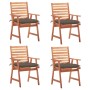 Garden dining chairs and cushions 4 pcs solid acacia wood by vidaXL, Garden chairs - Ref: Foro24-3078343, Price: 312,91 €, Di...