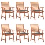 Garden dining chairs and cushions 6 pcs solid acacia wood by vidaXL, Garden chairs - Ref: Foro24-3078347, Price: 435,09 €, Di...