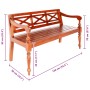 Banco Batavia madera maciza de caoba marrón oscuro 136 cm