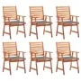 Garden dining chairs and cushions 6 units solid acacia wood by vidaXL, Garden chairs - Ref: Foro24-3078348, Price: 406,69 €, ...