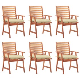 Sillas comedor de jardín y cojines 6 uds madera maciza acacia de vidaXL, Sillas de jardín - Ref: Foro24-3078364, Precio: 425,...