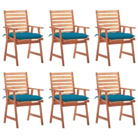 Garden dining chairs and cushions 6 pcs solid acacia wood by vidaXL, Garden chairs - Ref: Foro24-3078366, Price: 433,23 €, Di...
