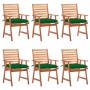 Garden dining chairs and cushions 6 units solid acacia wood by vidaXL, Garden chairs - Ref: Foro24-3078367, Price: 433,74 €, ...