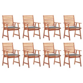 Garden dining chairs and cushions 8 units solid acacia wood by vidaXL, Garden chairs - Ref: Foro24-3078375, Price: 588,06 €, ...