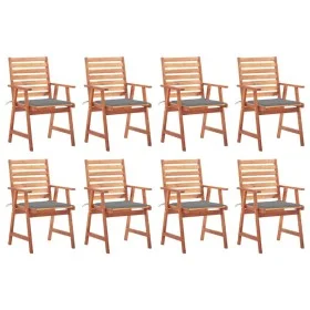 Garden dining chairs and cushions 8 units solid acacia wood by vidaXL, Garden chairs - Ref: Foro24-3078375, Price: 555,32 €, ...
