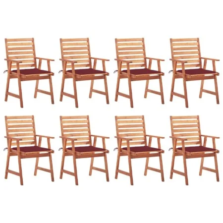 Garden dining chairs and cushions 8 units solid acacia wood by vidaXL, Garden chairs - Ref: Foro24-3078383, Price: 543,48 €, ...
