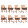 Garden dining chairs and cushions 8 units solid acacia wood by vidaXL, Garden chairs - Ref: Foro24-3078389, Price: 594,63 €, ...