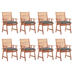 Garden dining chairs and cushions 8 units solid acacia wood by vidaXL, Garden chairs - Ref: Foro24-3078390, Price: 583,40 €, ...