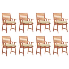 Sillas comedor de jardín y cojines 8 uds madera maciza acacia de vidaXL, Sillas de jardín - Ref: Foro24-3078391, Precio: 594,...