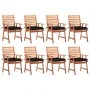Sillas comedor de jardín y cojines 8 uds madera maciza acacia de vidaXL, Sillas de jardín - Ref: Foro24-3078396, Precio: 554,...