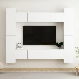 8-teiliges TV-Wohnzimmermöbelset aus weißem Holzwerkstoff von vidaXL, TV-Möbel - Ref: Foro24-3078650, Preis: 453,18 €, Rabatt: %