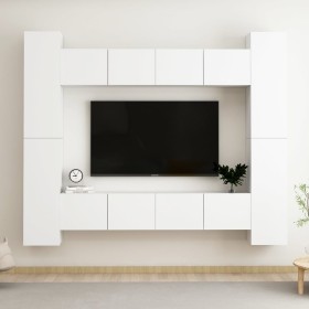 8-teiliges TV-Wohnzimmermöbelset aus weißem Holzwerkstoff von vidaXL, TV-Möbel - Ref: Foro24-3078650, Preis: 431,64 €, Rabatt: %