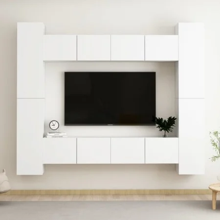 8-teiliges TV-Wohnzimmermöbelset aus weißem Holzwerkstoff von vidaXL, TV-Möbel - Ref: Foro24-3078650, Preis: 453,18 €, Rabatt: %