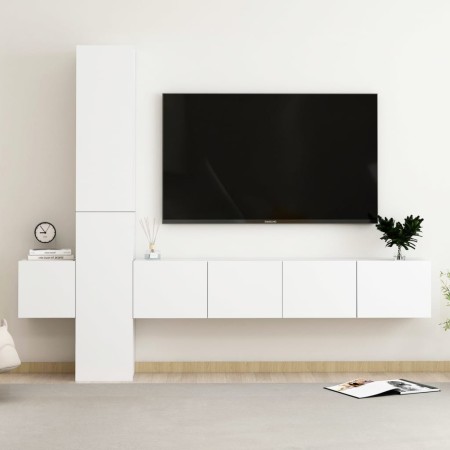 5-teiliges TV-Wohnzimmermöbelset aus weißem Holzwerkstoff von vidaXL, TV-Möbel - Ref: Foro24-3078655, Preis: 213,01 €, Rabatt: %
