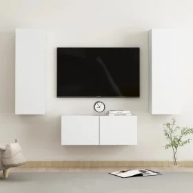3-teiliges TV-Wohnzimmermöbelset aus weißem Holzwerkstoff von vidaXL, TV-Möbel - Ref: Foro24-3078658, Preis: 148,23 €, Rabatt: %