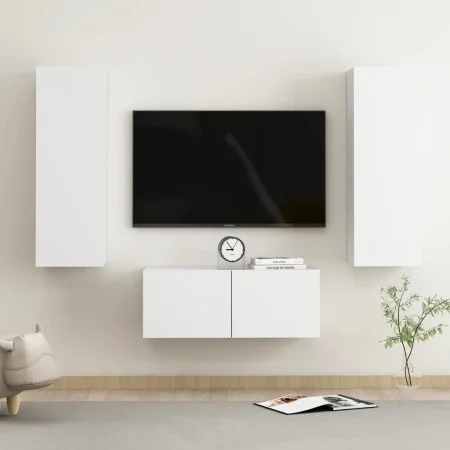 Set de muebles de salón TV 3 piezas madera de ingeniería blanco de vidaXL, Muebles TV - Ref: Foro24-3078658, Precio: 147,90 €...