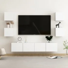 6-teiliges TV-Wohnzimmermöbelset aus weißem Holzwerkstoff von vidaXL, TV-Möbel - Ref: Foro24-3078662, Preis: 187,04 €, Rabatt: %