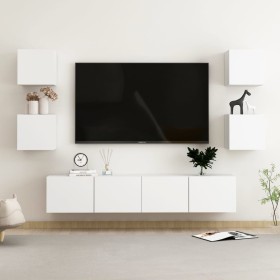 6-teiliges TV-Wohnzimmermöbelset aus weißem Holzwerkstoff von vidaXL, TV-Möbel - Ref: Foro24-3078662, Preis: 177,54 €, Rabatt: %