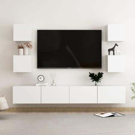 Set aus 6 Stück Holzwerkstoff weiß TV Wohnzimmermöbel von vidaXL, TV-Möbel - Ref: Foro24-3078663, Preis: 196,49 €, Rabatt: %
