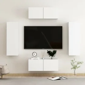Living room furniture 4 pieces white engineered wood by vidaXL, TV Furniture - Ref: Foro24-3078666, Price: 200,12 €, Discount: %