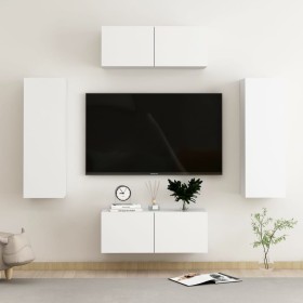 Wohnzimmermöbel 4-teilig aus weißem Holzwerkstoff von vidaXL, TV-Möbel - Ref: Foro24-3078666, Preis: 190,36 €, Rabatt: %