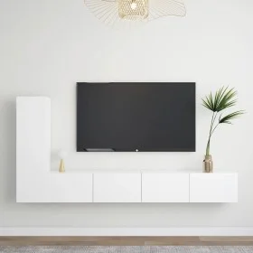 3-piece engineered wood living room TV furniture set in white by vidaXL, TV Furniture - Ref: Foro24-3078675, Price: 168,70 €,...