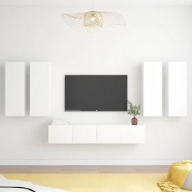 Juego de mueble para TV de 6 piezas aglomerado blanco de vidaXL, Muebles TV - Ref: Foro24-3078680, Precio: 292,46 €, Descuent...