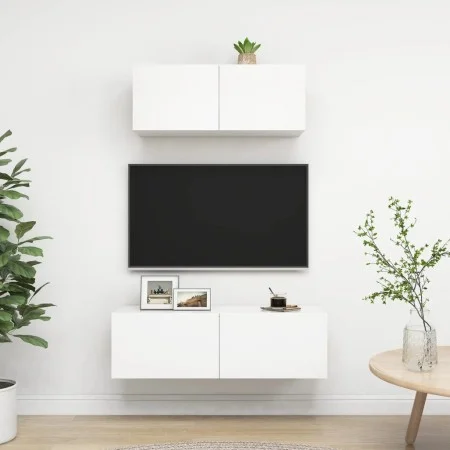 Zweiteiliges TV-Wohnzimmermöbelset aus weißem Holzwerkstoff von vidaXL, TV-Möbel - Ref: Foro24-3078702, Preis: 112,36 €, Raba...