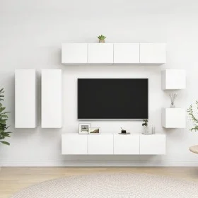 8-teiliges Parkett-TV-Möbelset weiß von vidaXL, TV-Möbel - Ref: Foro24-3078705, Preis: 339,42 €, Rabatt: %