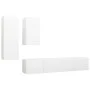 4-teiliges Parkett-TV-Wohnzimmermöbel-Set weiß von vidaXL, TV-Möbel - Ref: Foro24-3078732, Preis: 171,08 €, Rabatt: %