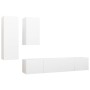 4-teiliges Parkett-TV-Wohnzimmermöbel-Set weiß von vidaXL, TV-Möbel - Ref: Foro24-3078732, Preis: 174,78 €, Rabatt: %